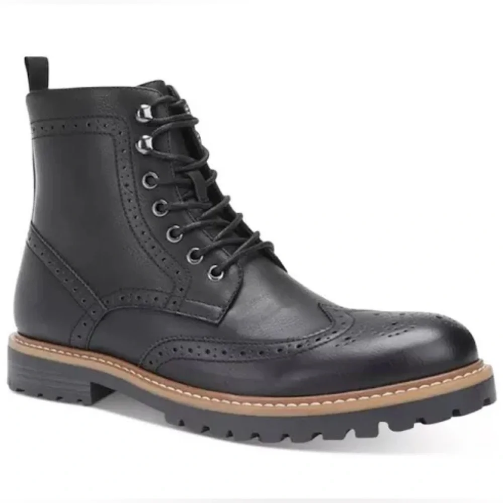 Club room Wingtip lace-up boots size 12 men’s  Decorative broguing at upper